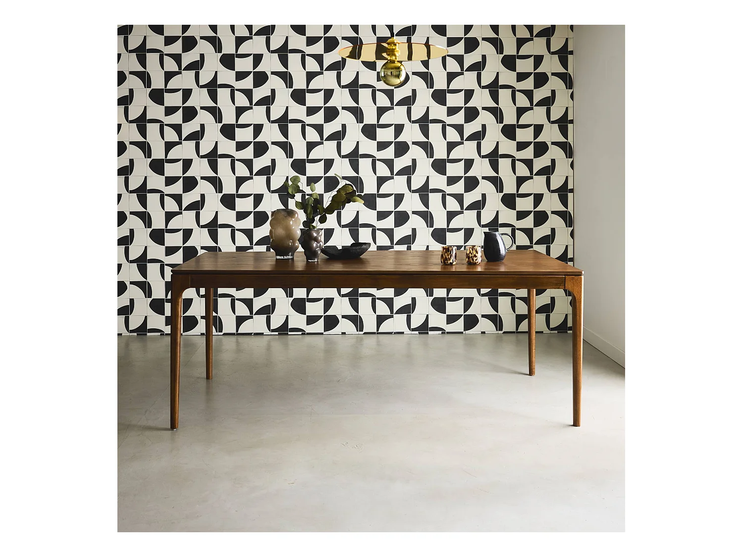 Table à manger rectangulaire noyer bois d'hévéa et placage frêne 8 places Elena