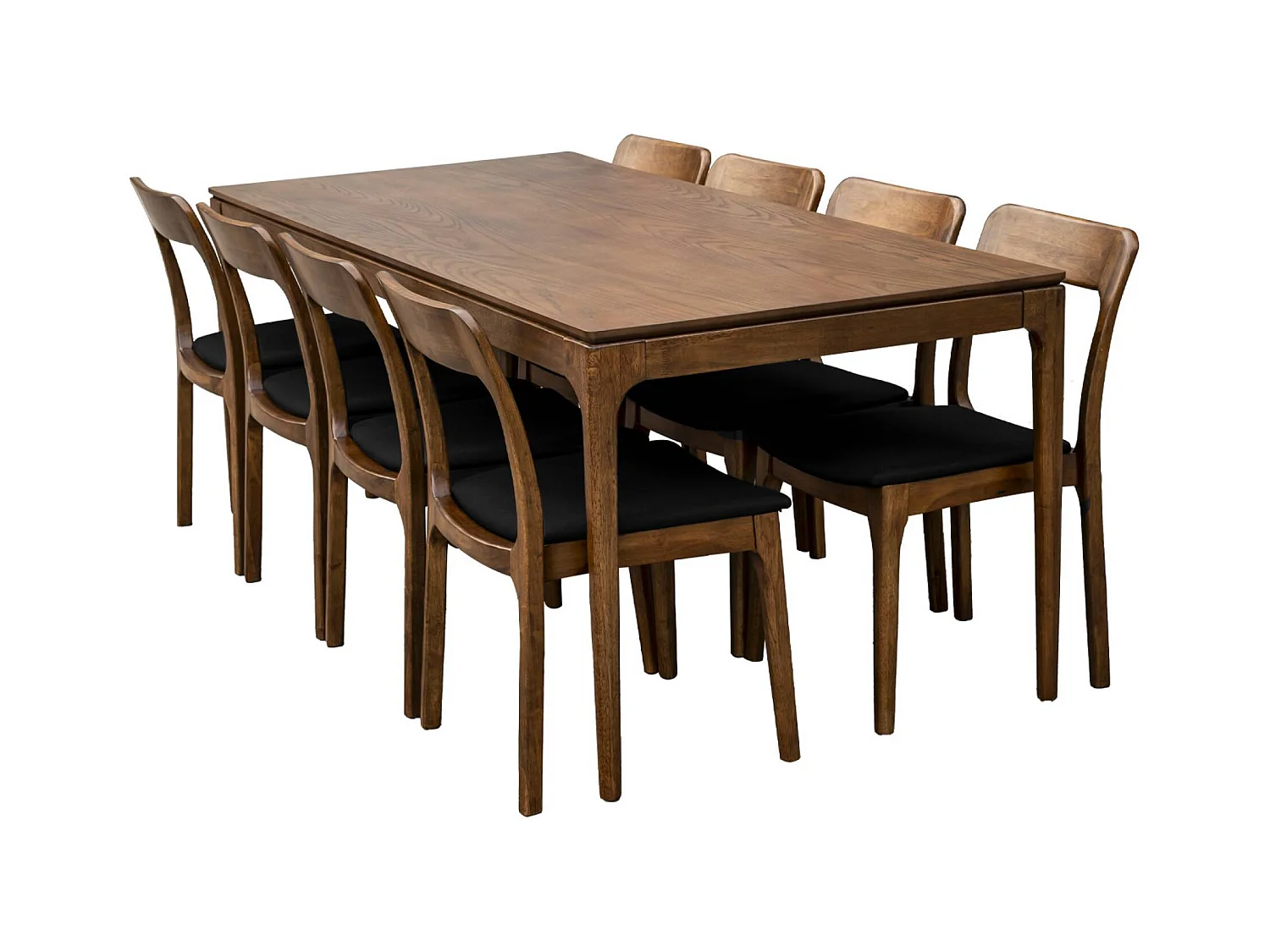 Table à manger rectangulaire noyer bois d'hévéa et placage frêne 8 places Elena