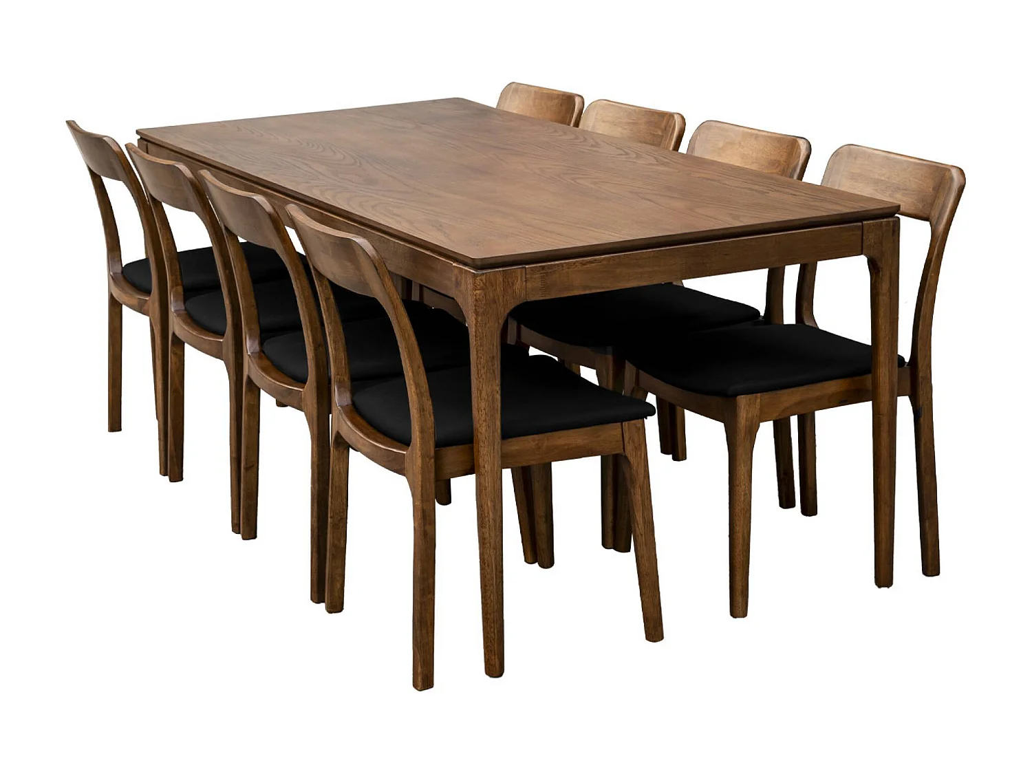 Tavola da pranzo rettangolare in legno di hevea di 8 posti, marrone