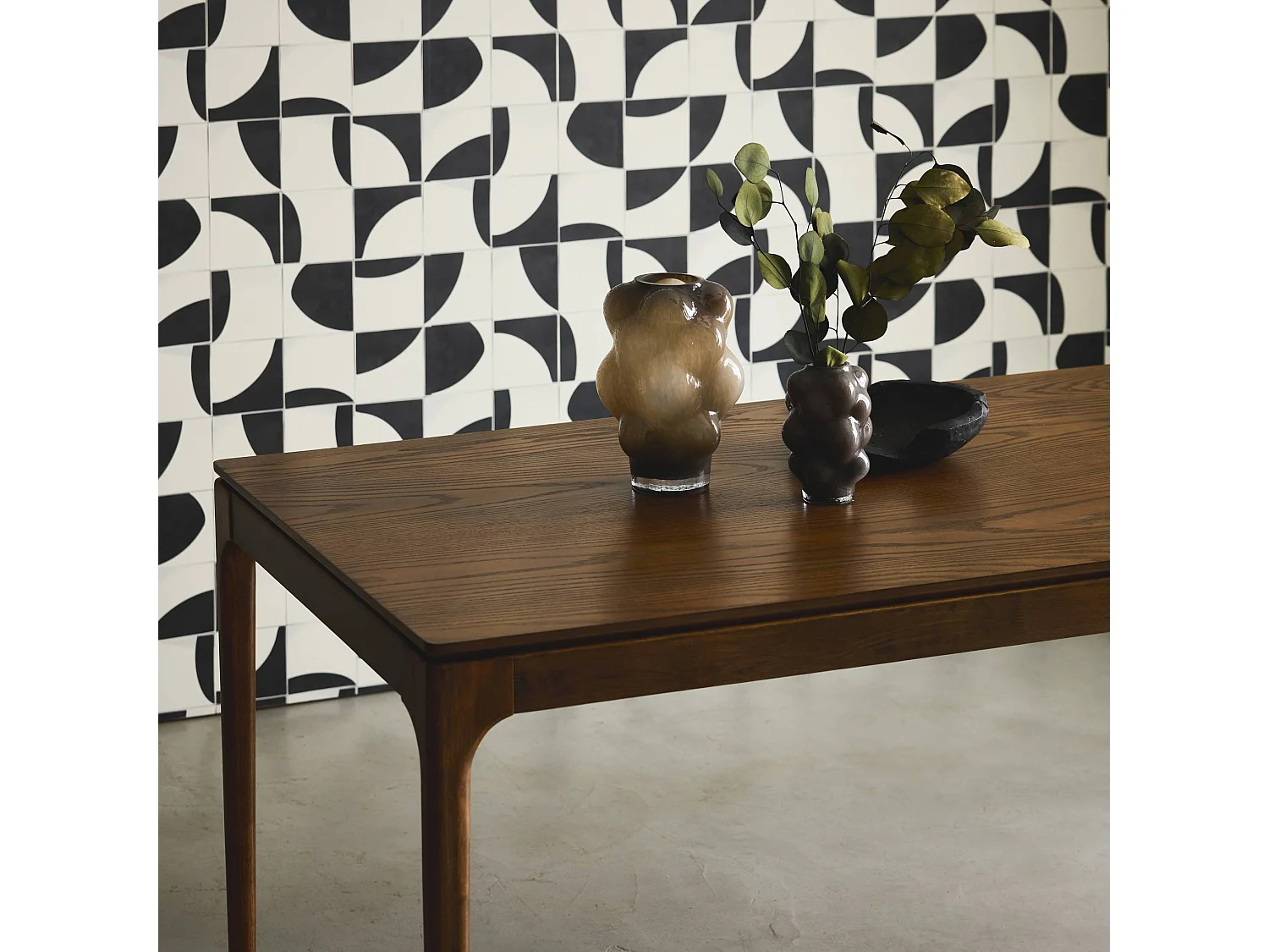 Tavola da pranzo rettangolare in legno di hevea di 8 posti, marrone