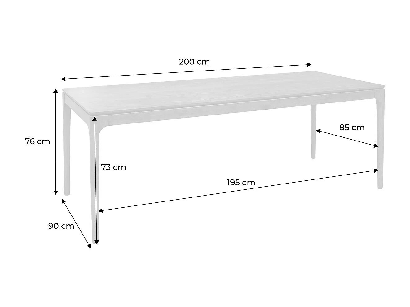 Tavola da pranzo rettangolare in legno di hevea di 8 posti, marrone