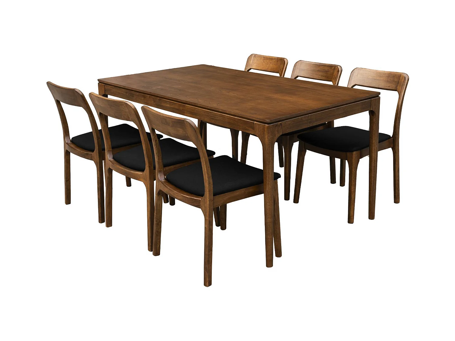 Table à manger rectangulaire noyer bois d'hévéa et placage frêne 6 places Elena