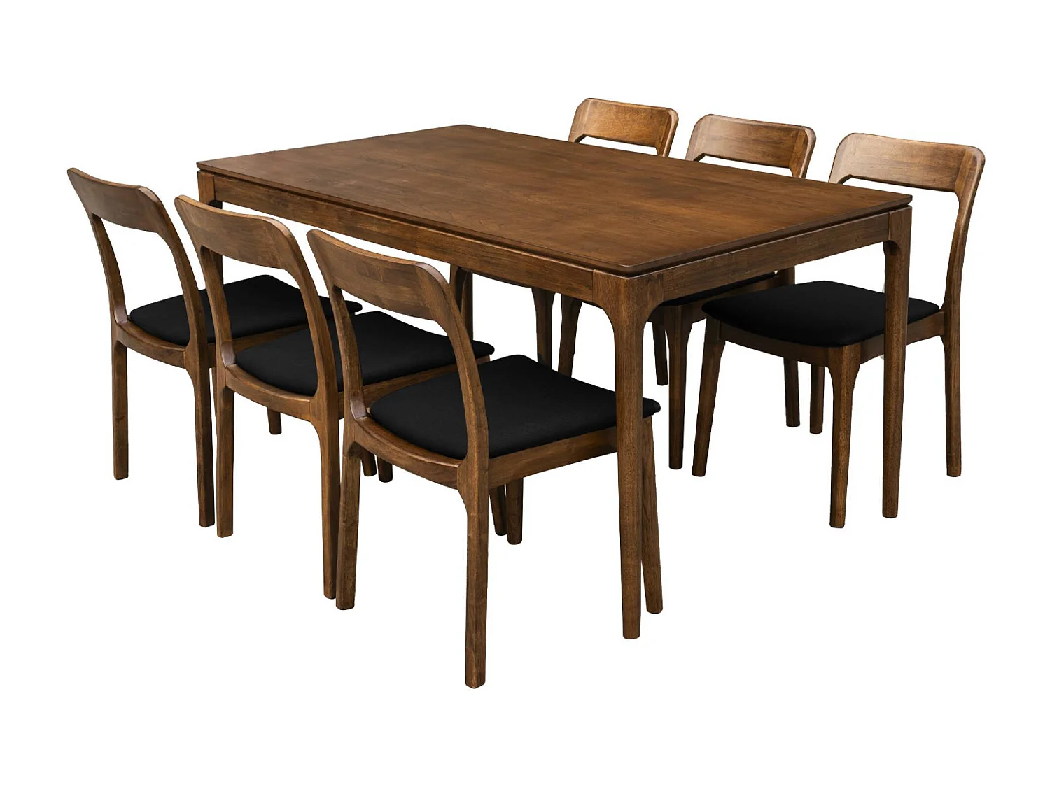 Tavolo da pranzo rettangolare in legno di hevea di 6 posti, marrone