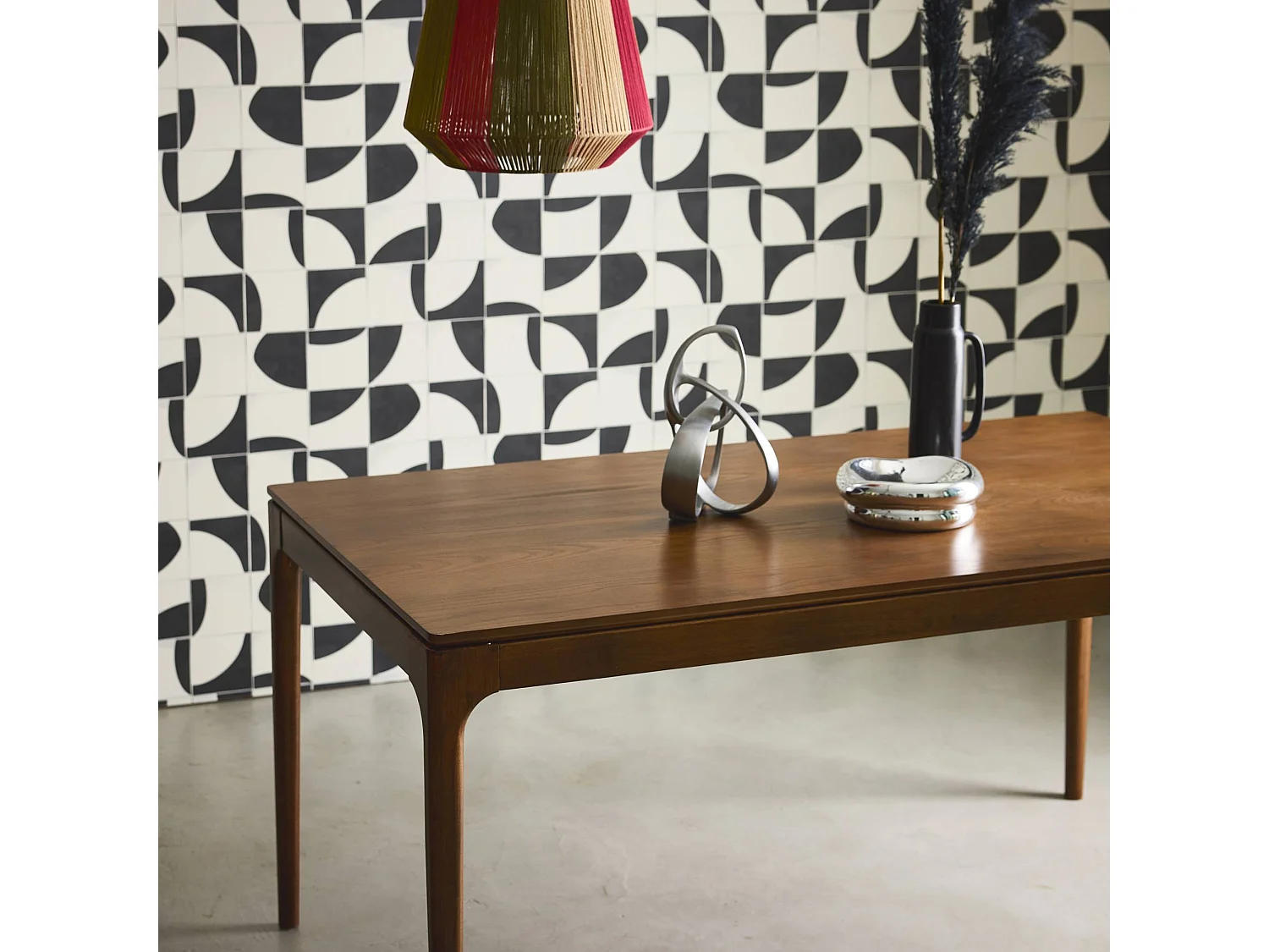 Tavolo da pranzo rettangolare in legno di hevea di 6 posti, marrone