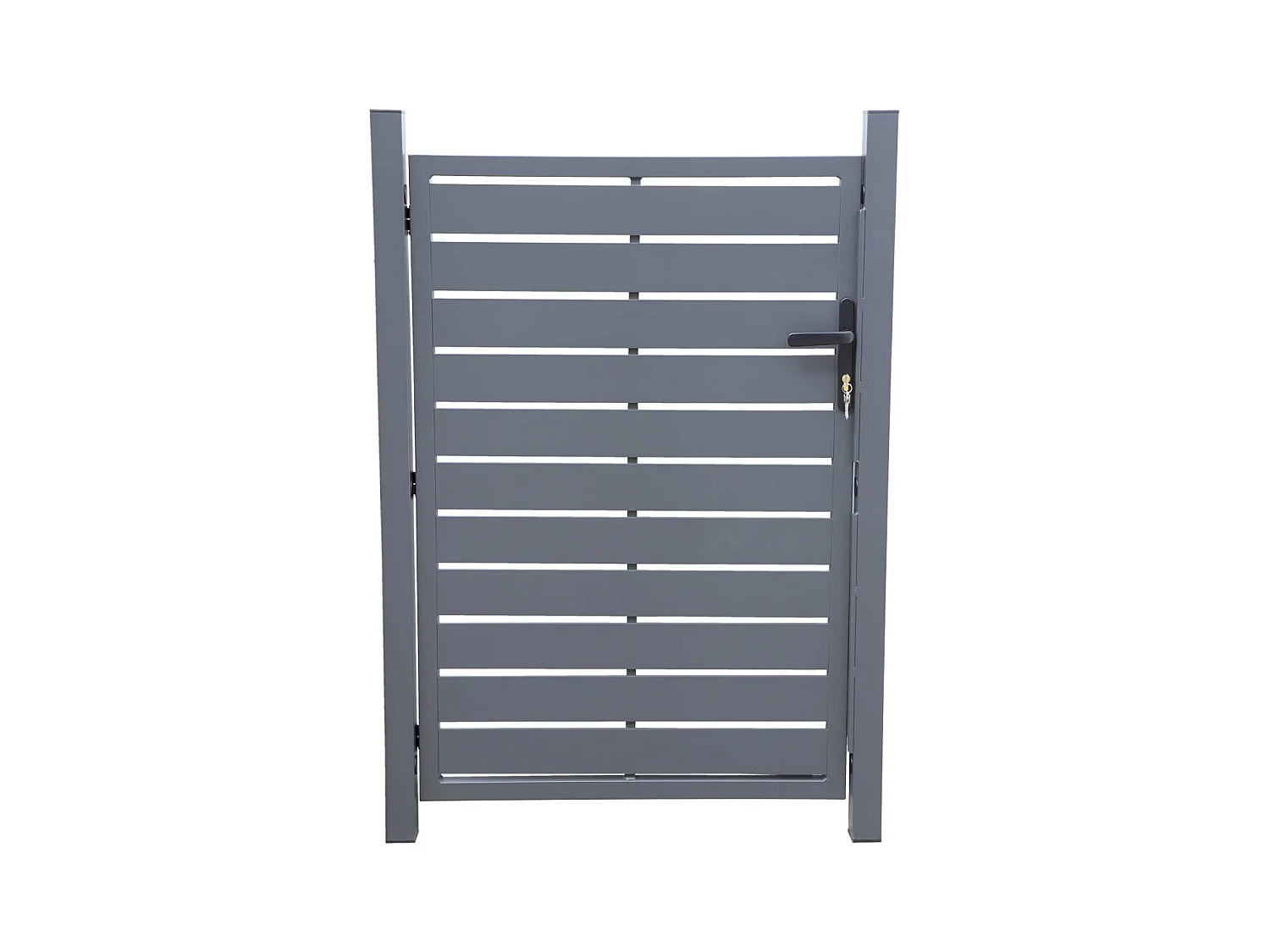 Portillon de jardin 100 x 146 cm en aluminium anthracite avec serrure et poignée. anthracite. traitement anti rouille.