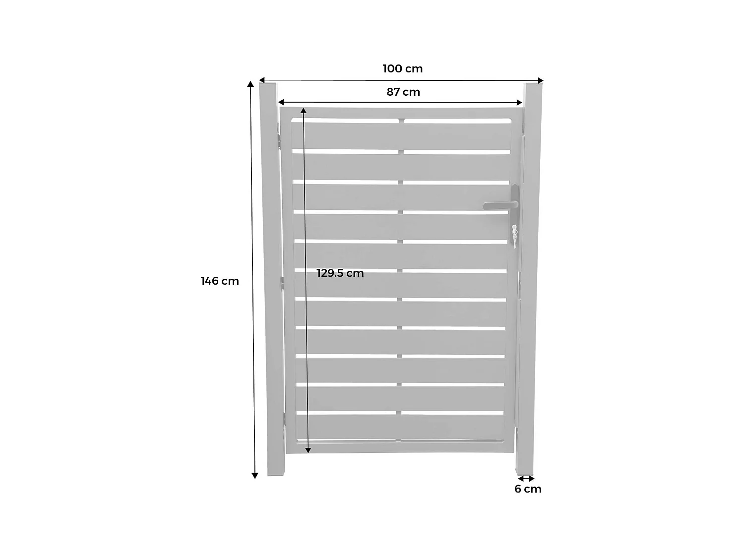 Portillon de jardin 100 x 146 cm en aluminium anthracite avec serrure et poignée. anthracite. traitement anti rouille.