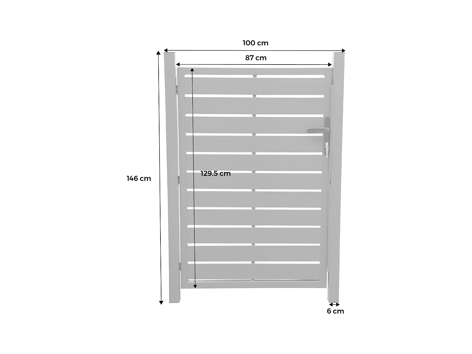 Portillon de jardin 100 x 146 cm en aluminium anthracite avec serrure et poignée. anthracite. traitement anti rouille.