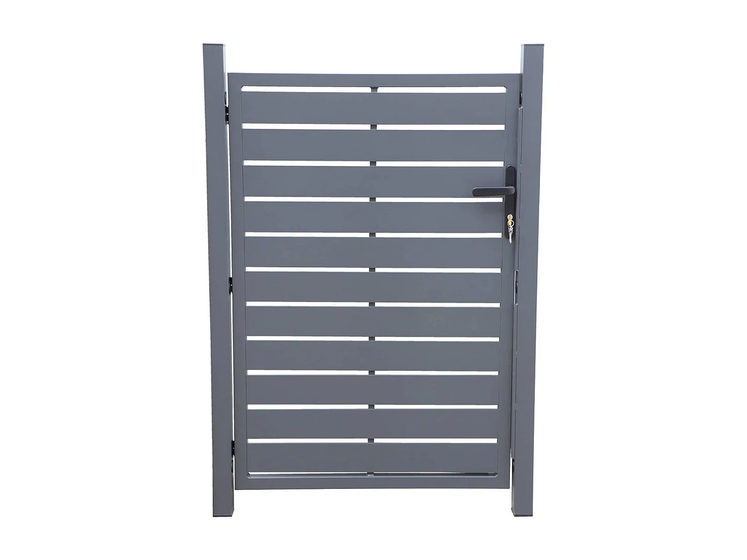 Portillon de jardin 100 x 146 cm en aluminium anthracite avec serrure et poignée. anthracite. traitement anti rouille.