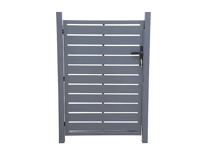 Portillon de jardin 100 x 146 cm en aluminium anthracite avec serrure et poignée. anthracite. traitement anti rouille.