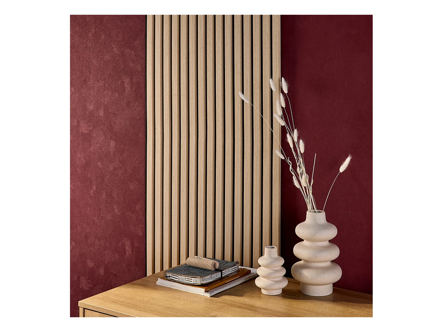 Paneles murales acústicos decorativos , color roble roble