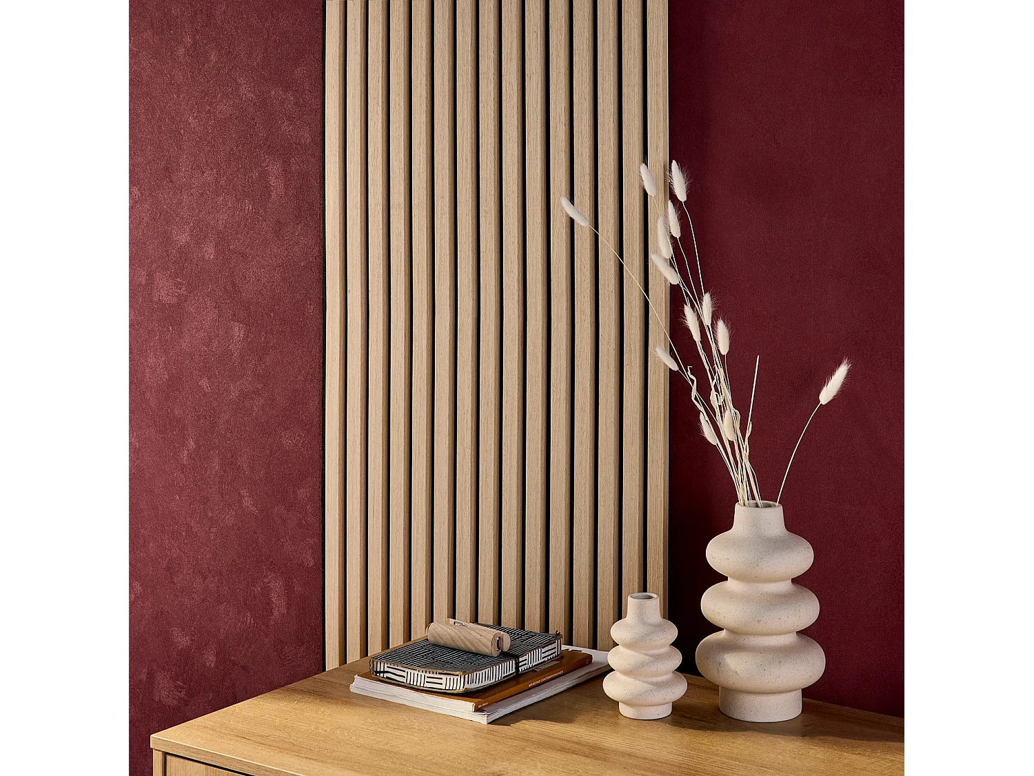 Set de 2 panneaux muraux acoustiques décoratifs en feutrine et MDF chêne 60x120cm - Kyoto