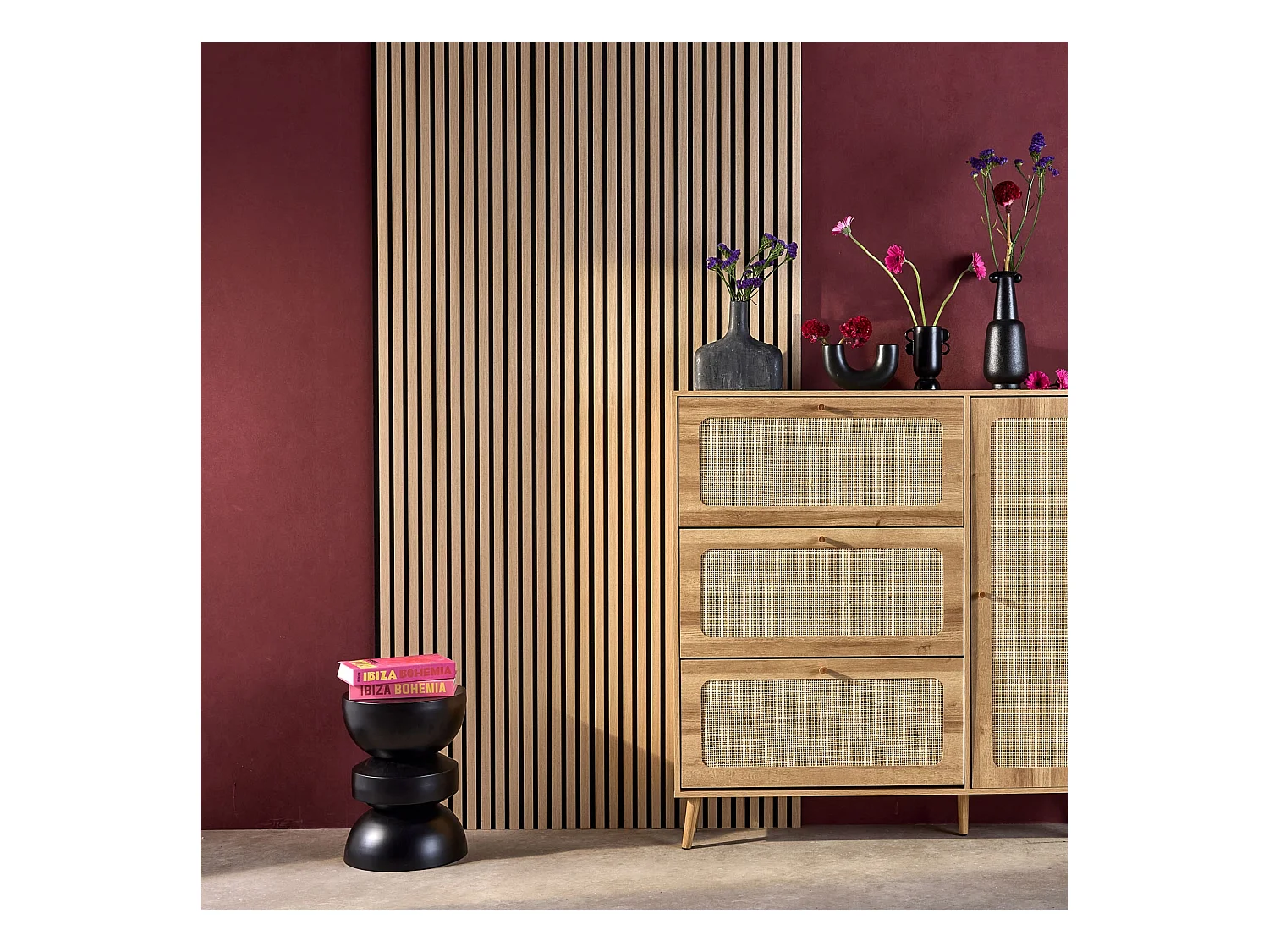 Paneles murales acústicos decorativos , color roble roble