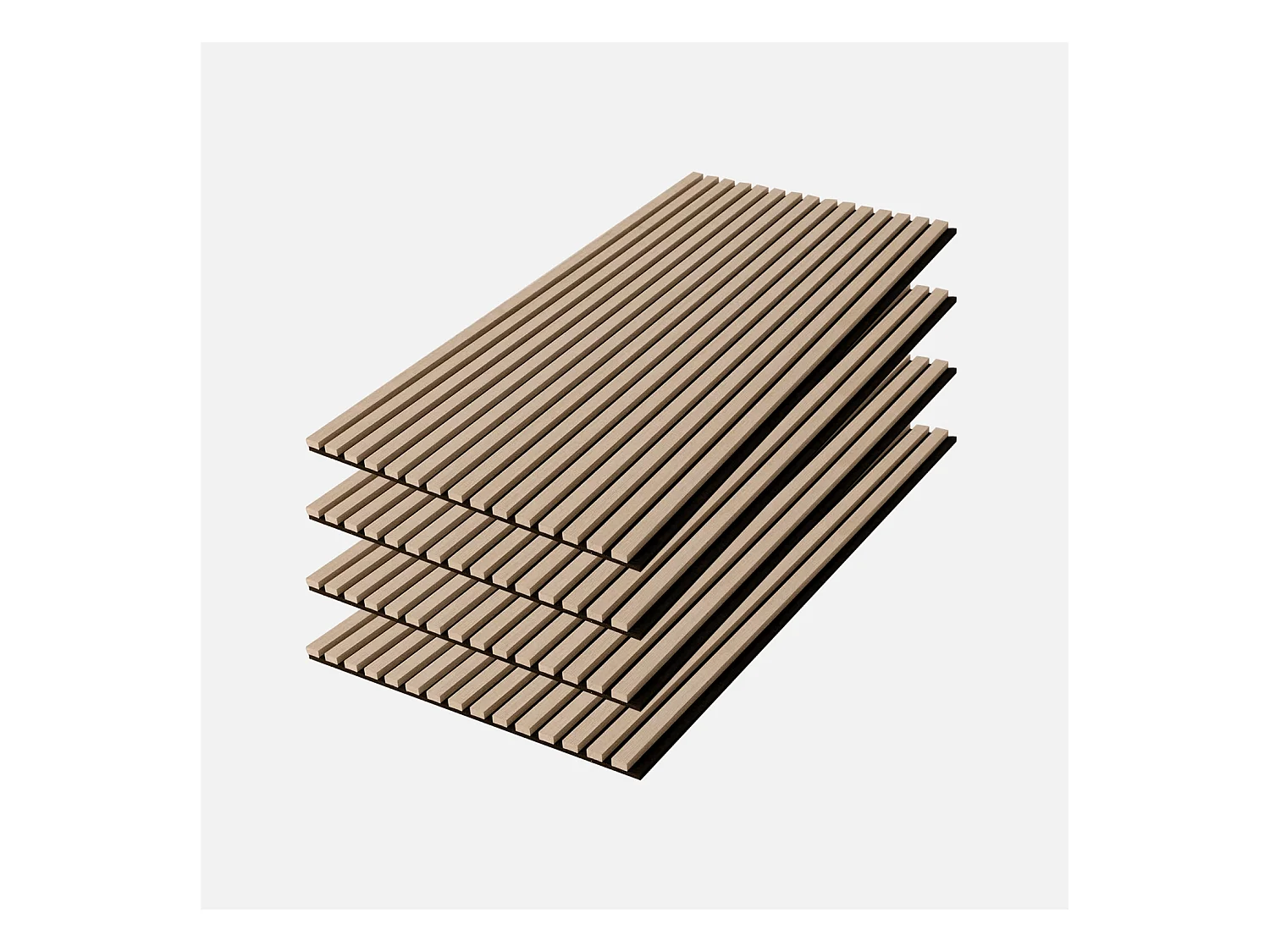 Set de 4 panneaux muraux acoustiques décoratifs en feutrine et MDF chêne 60x120cm - Kyoto