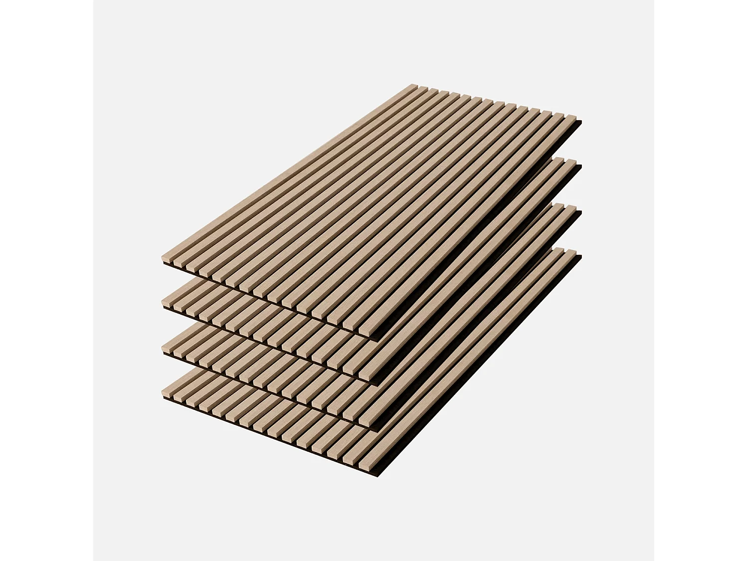 Set de 4 panneaux muraux acoustiques décoratifs en feutrine et MDF chêne 60x120cm - Kyoto