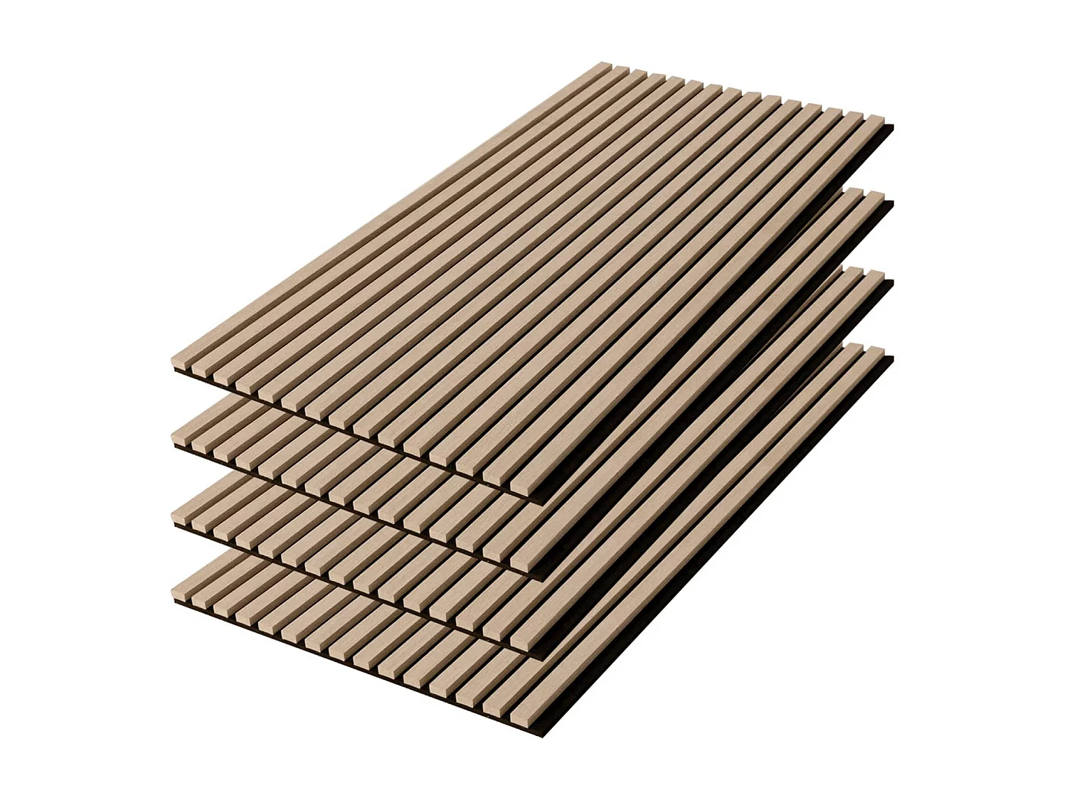Set de 4 panneaux muraux acoustiques décoratifs en feutrine et MDF chêne 60x120cm - Kyoto