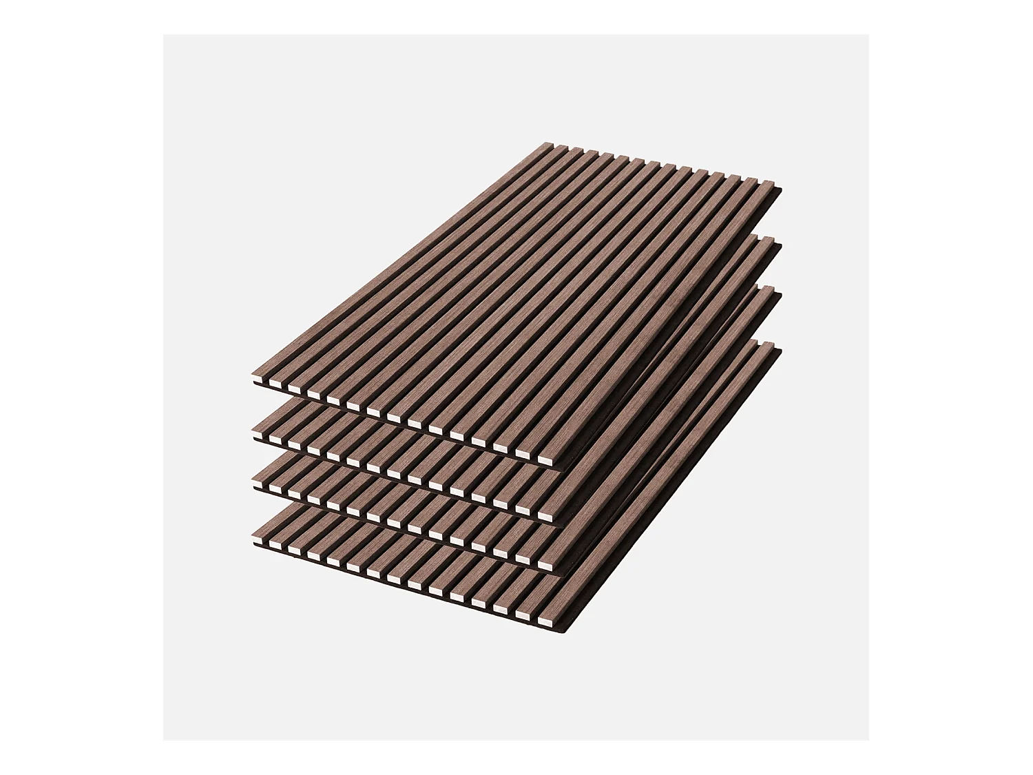 Set de 4 panneaux muraux acoustiques décoratifs en feutrine et MDF noyer 60x120cm - Kyoto