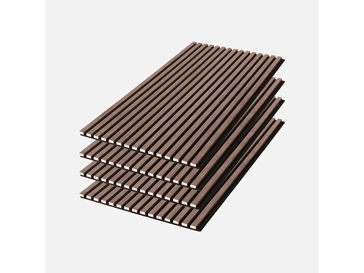 Set de 4 panneaux muraux acoustiques décoratifs en feutrine et MDF noyer 60x120cm - Kyoto