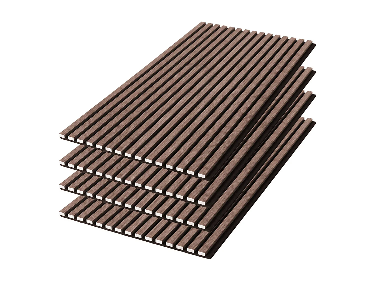 Set de 4 panneaux muraux acoustiques décoratifs en feutrine et MDF noyer 60x120cm - Kyoto