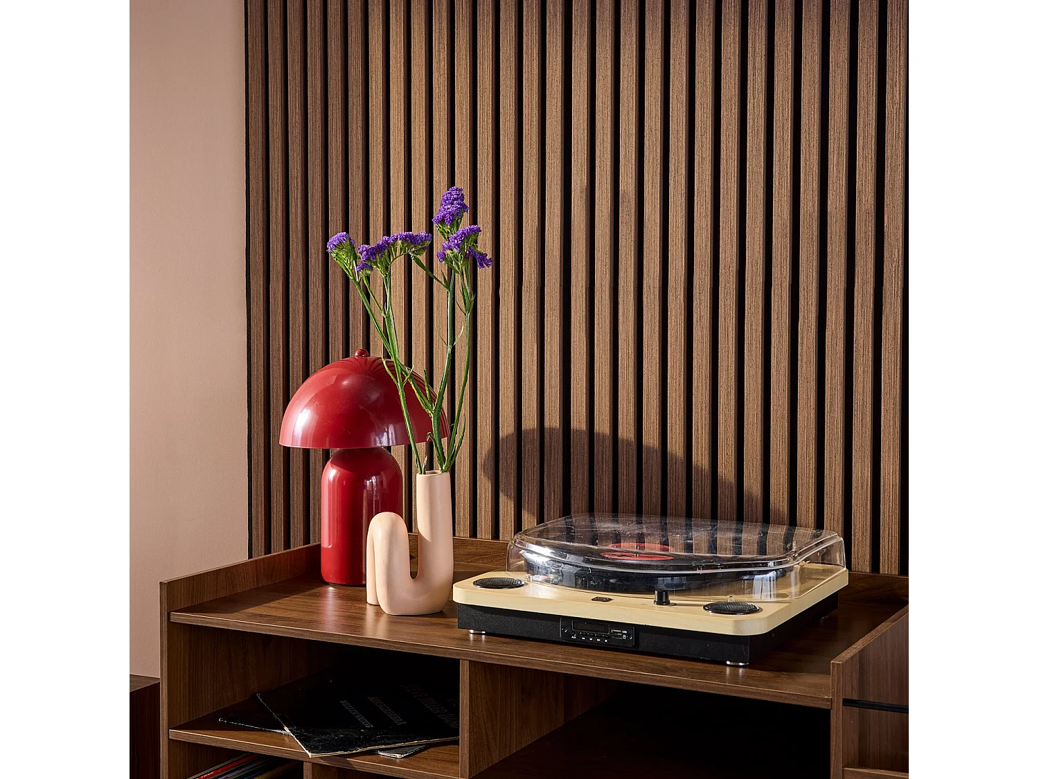 Set de 4 panneaux muraux acoustiques décoratifs en feutrine et MDF noyer 60x120cm - Kyoto