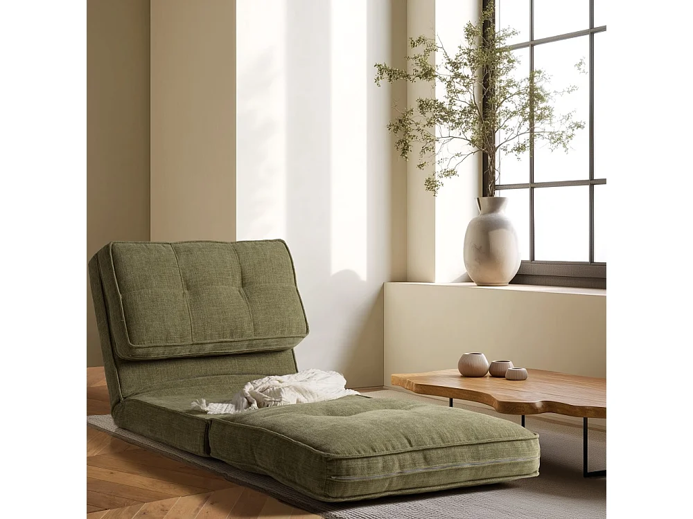 ANGELE - Chauffeuse convertible 1 place en tissu couleur vert