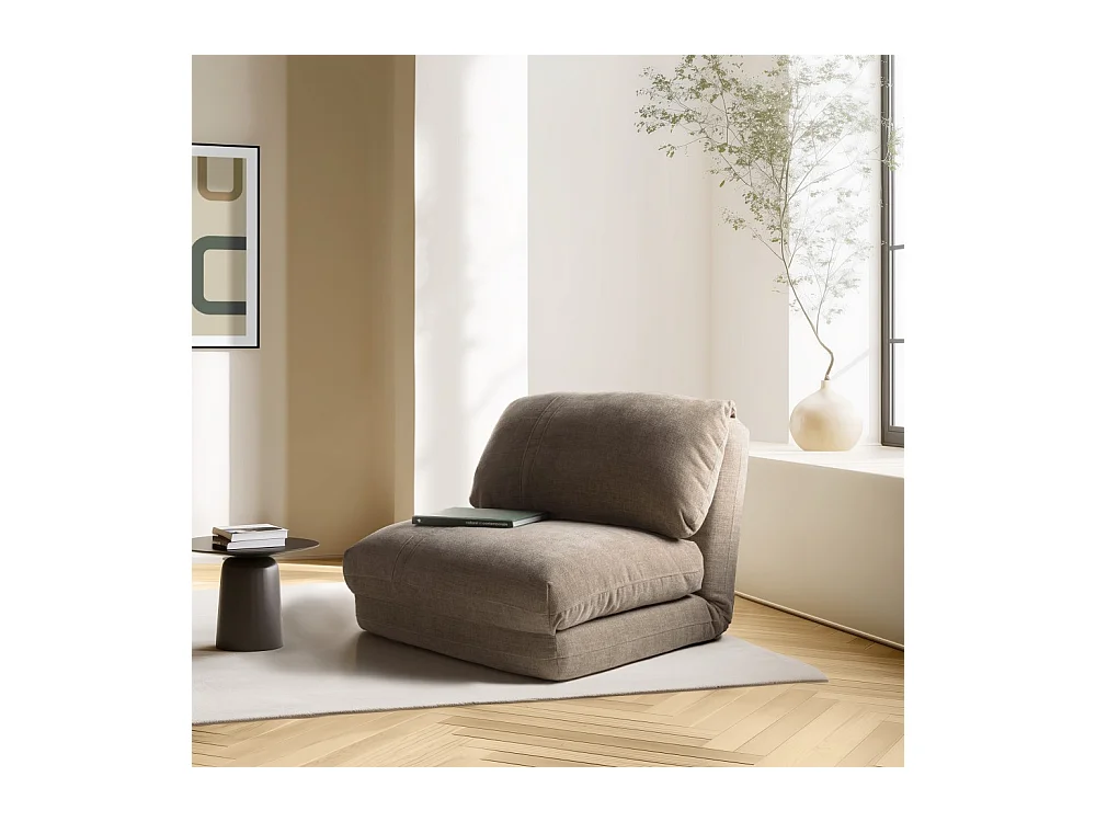 ANGELE - Chauffeuse 1 place convertible tissu couleur gris