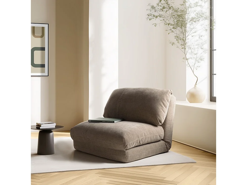 ANGELE - Chauffeuse 1 place convertible tissu couleur gris