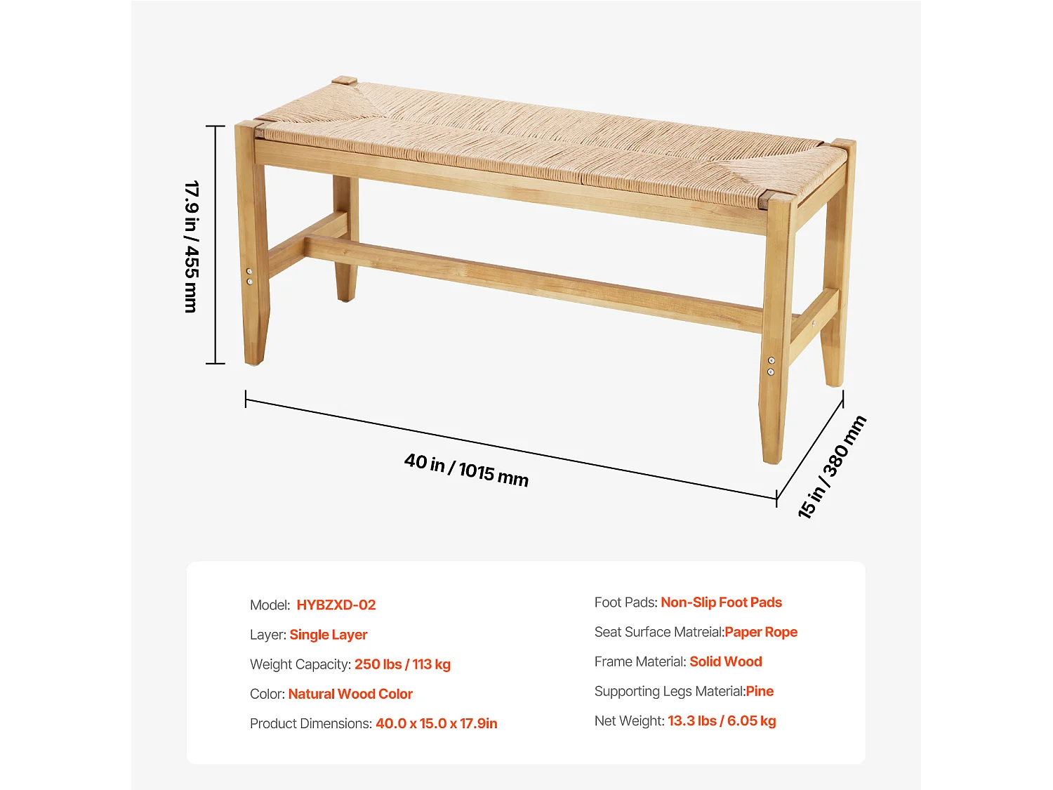Banc en Rotin SucceBuy 102cm pour Salon Chambre à Coucher Entrée, pour Salon, Chambre, Entrée, Cuisine, Ajoute un Charme Bohème