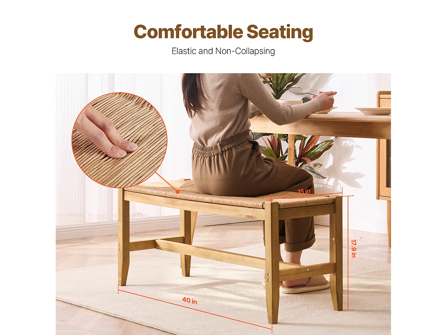 Banc en Rotin SucceBuy 102cm pour Salon Chambre à Coucher Entrée, pour Salon, Chambre, Entrée, Cuisine, Ajoute un Charme Bohème