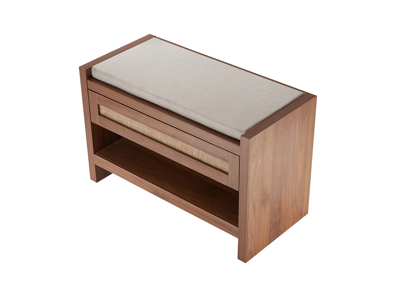 Bank aus Rattan SucceBuy 78cm Gewebt für Eingang Wohnzimmer und Schlafzimmer Beige, Handgewebtes Rattan, Bauernhof-Bohème-Stil