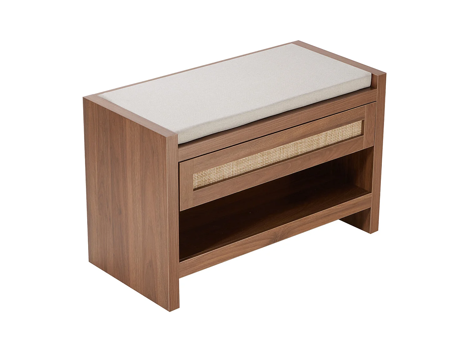 Bank aus Rattan SucceBuy 78cm Gewebt für Eingang Wohnzimmer und Schlafzimmer Beige, Handgewebtes Rattan, Bauernhof-Bohème-Stil