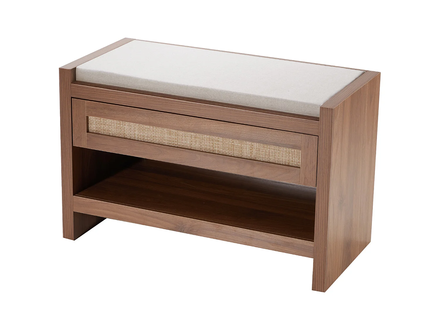 Bank aus Rattan SucceBuy 78cm Gewebt für Eingang Wohnzimmer und Schlafzimmer Beige, Handgewebtes Rattan, Bauernhof-Bohème-Stil