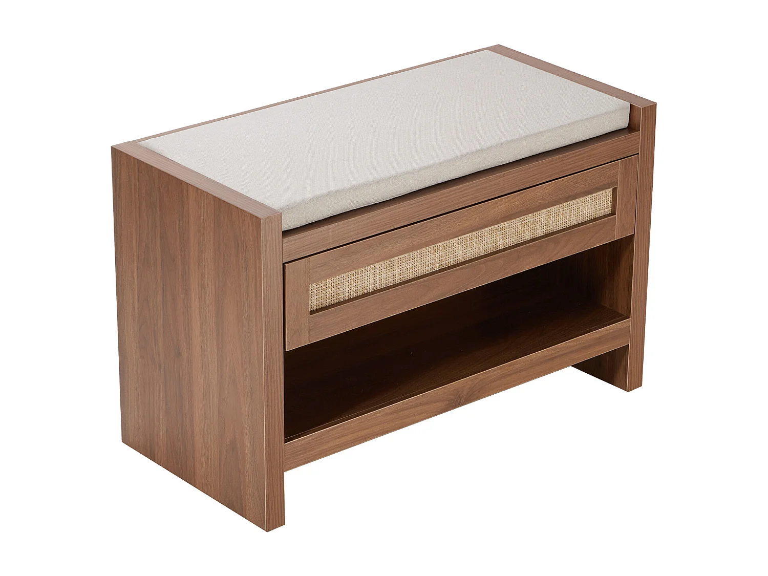 Banc en Rotin SucceBuy 78cm Tissé pour Entrée Salon et Chambre à Coucher Beige, Rotin Tissé à la Main, Style Bohème de Ferme