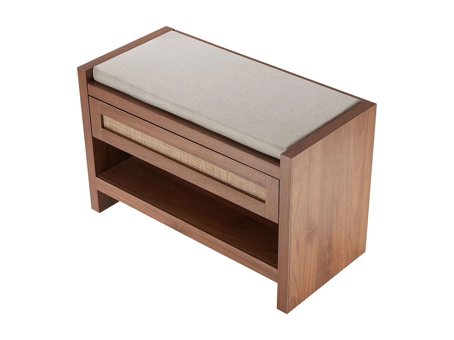 Bank van Rotan SucceBuy 78cm Geweven voor Ingang Woonkamer en Slaapkamer Beige, Handgeweven Rotan, Boerderij Bohème-Stijl