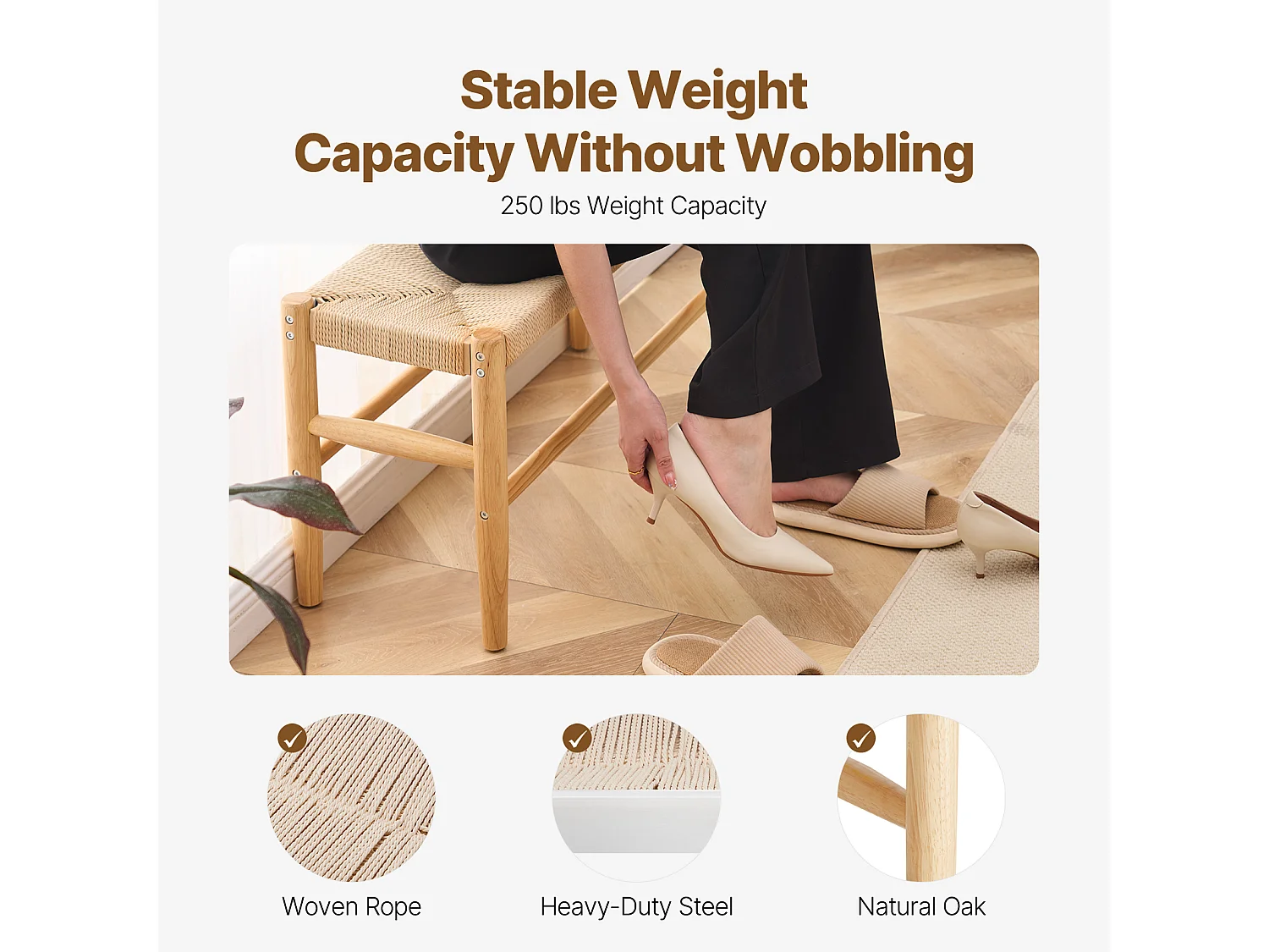 Bank van Rotan SucceBuy van 80cm voor Verschillende Kamers, voor Woonkamer, Slaapkamer, Ingang, Keuken, Voegt een Bohème-Charme Toe