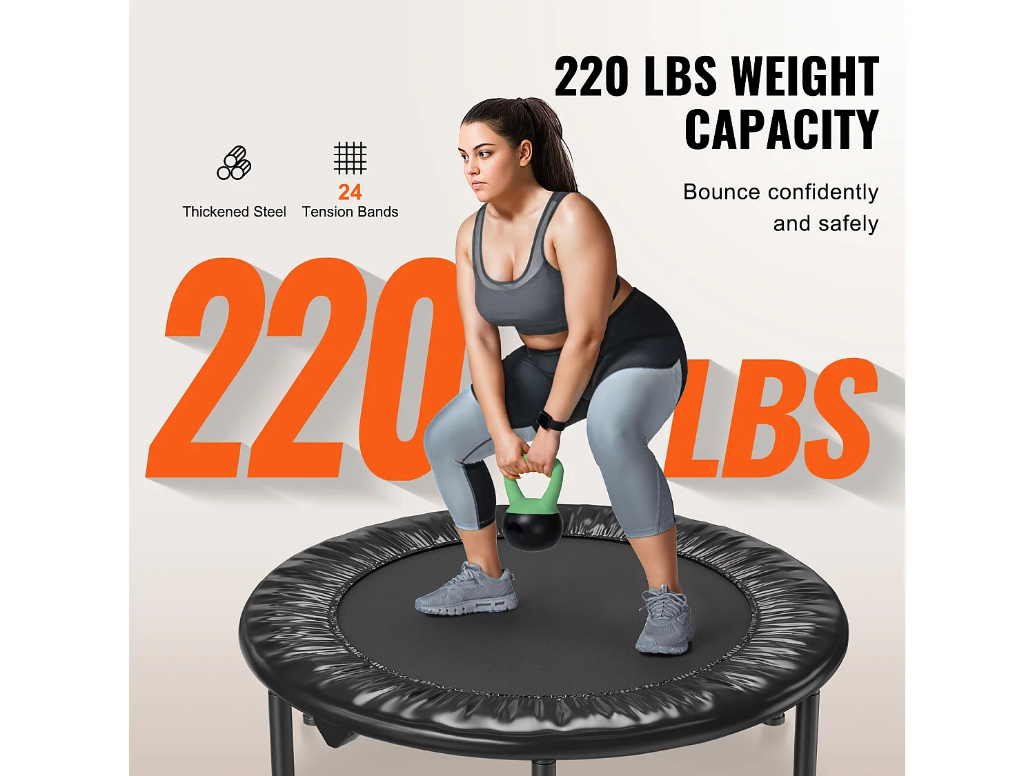 Trampoline de Fitness SucceBuy, Mini Trampoline Pliable, 934 mm, Charge de 100 kg, pour Exercice, Entraînement, Fitness pour Adultes