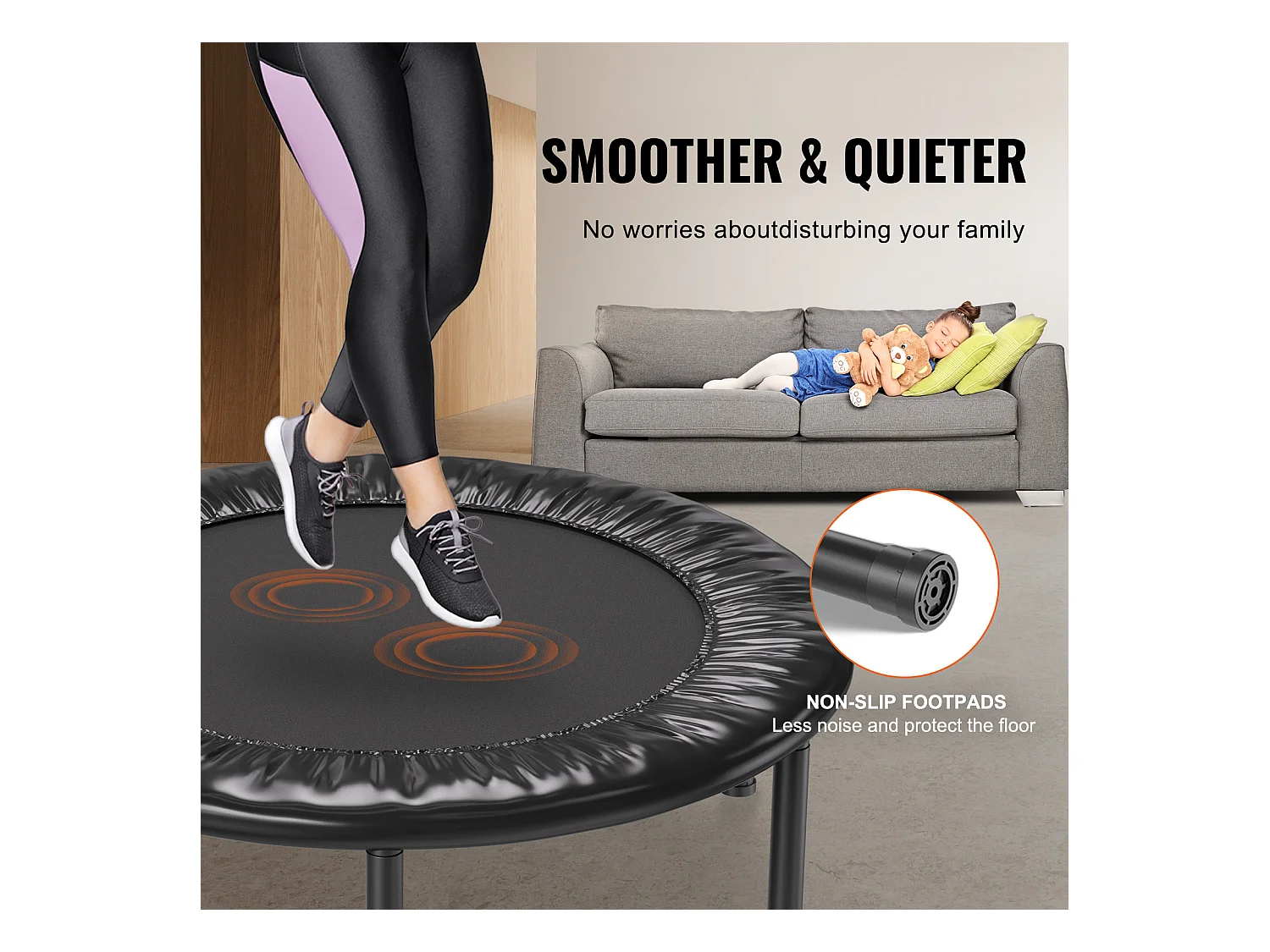 Trampoline de Fitness SucceBuy, Mini Trampoline Pliable, 934 mm, Charge de 100 kg, pour Exercice, Entraînement, Fitness pour Adultes