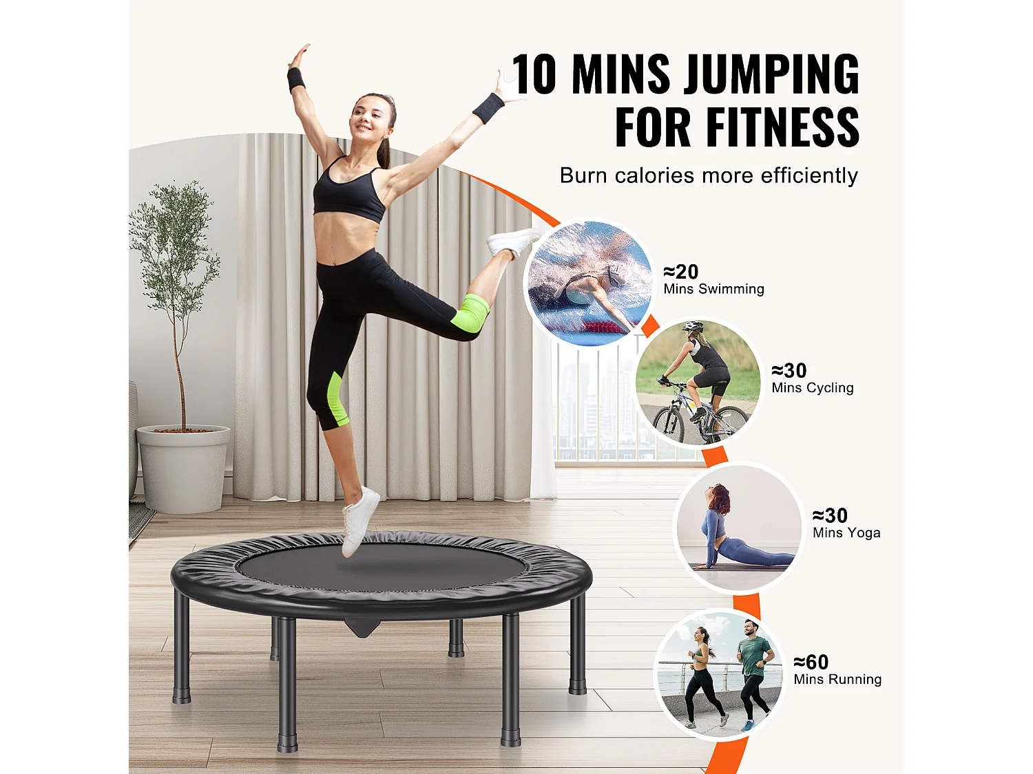 Trampoline de Fitness SucceBuy, Mini Trampoline Pliable, 934 mm, Charge de 100 kg, pour Exercice, Entraînement, Fitness pour Adultes