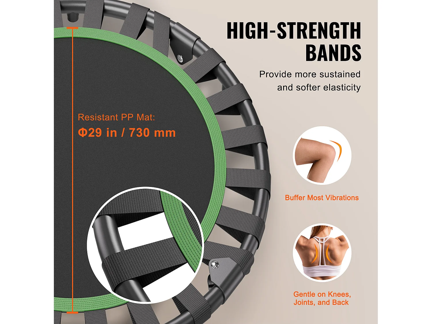 Trampolim de Fitness SucceBuy, Mini Trampolim Pliável, 934 mm, Carga de 100 kg, para Exercício, Treinamento, Fitness para Adultos