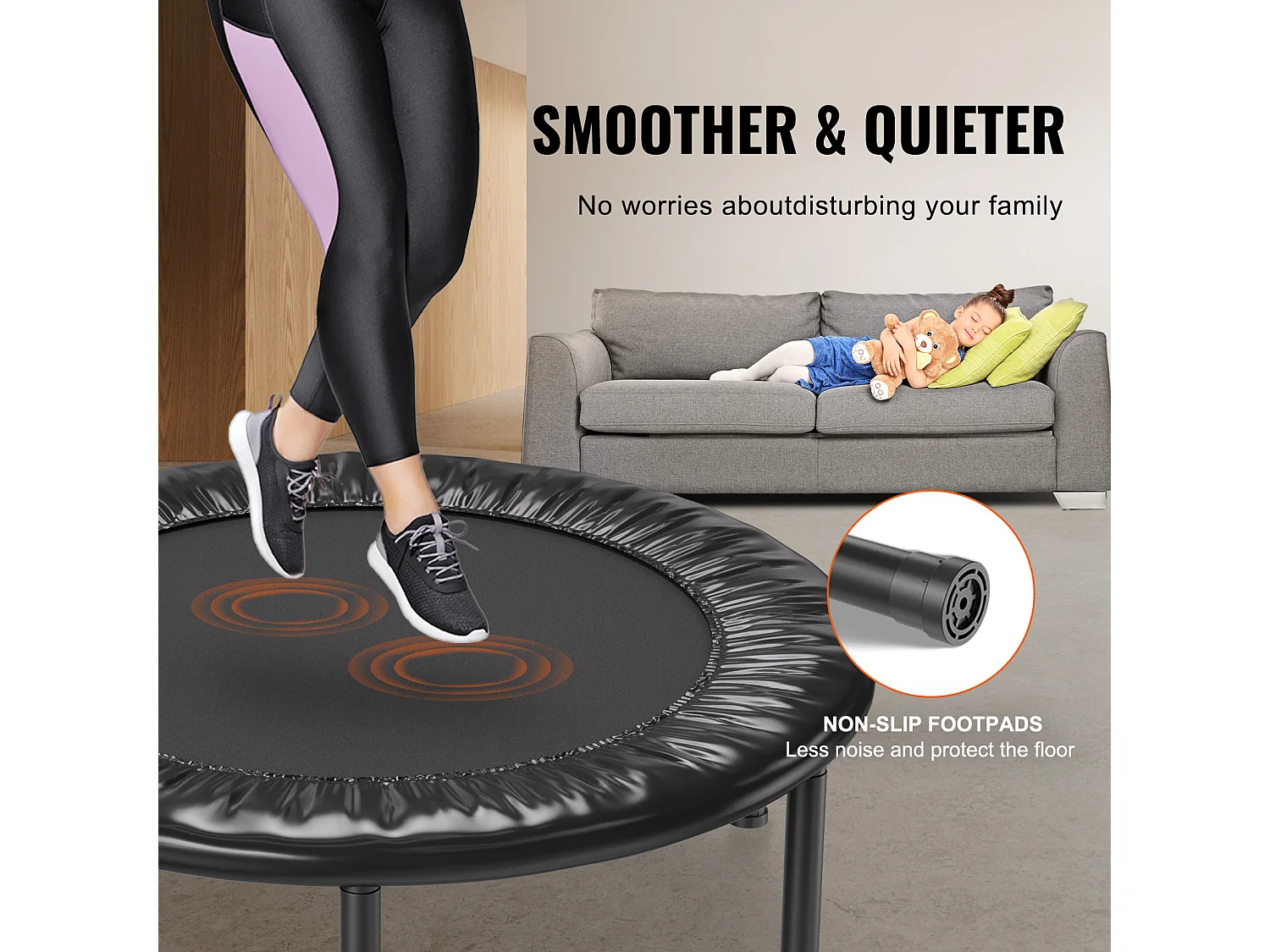 Trampolim de Fitness SucceBuy, Mini Trampolim Pliável, 934 mm, Carga de 100 kg, para Exercício, Treinamento, Fitness para Adultos