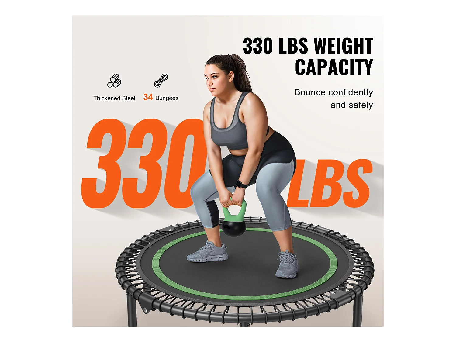 Trampoline de Fitness SucceBuy, Petit Trampoline d'Entraînement en Intérieur, 1027 mm, Charge de 150 kg