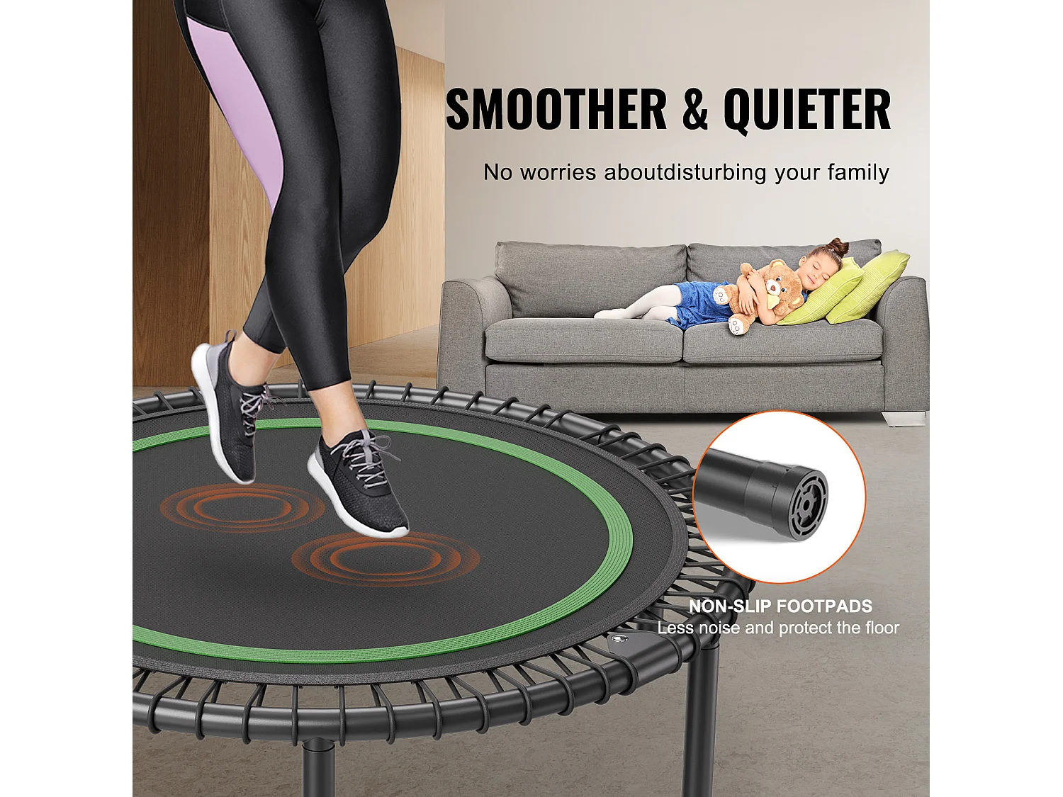 Trampoline de Fitness SucceBuy, Petit Trampoline d'Entraînement en Intérieur, 1027 mm, Charge de 150 kg