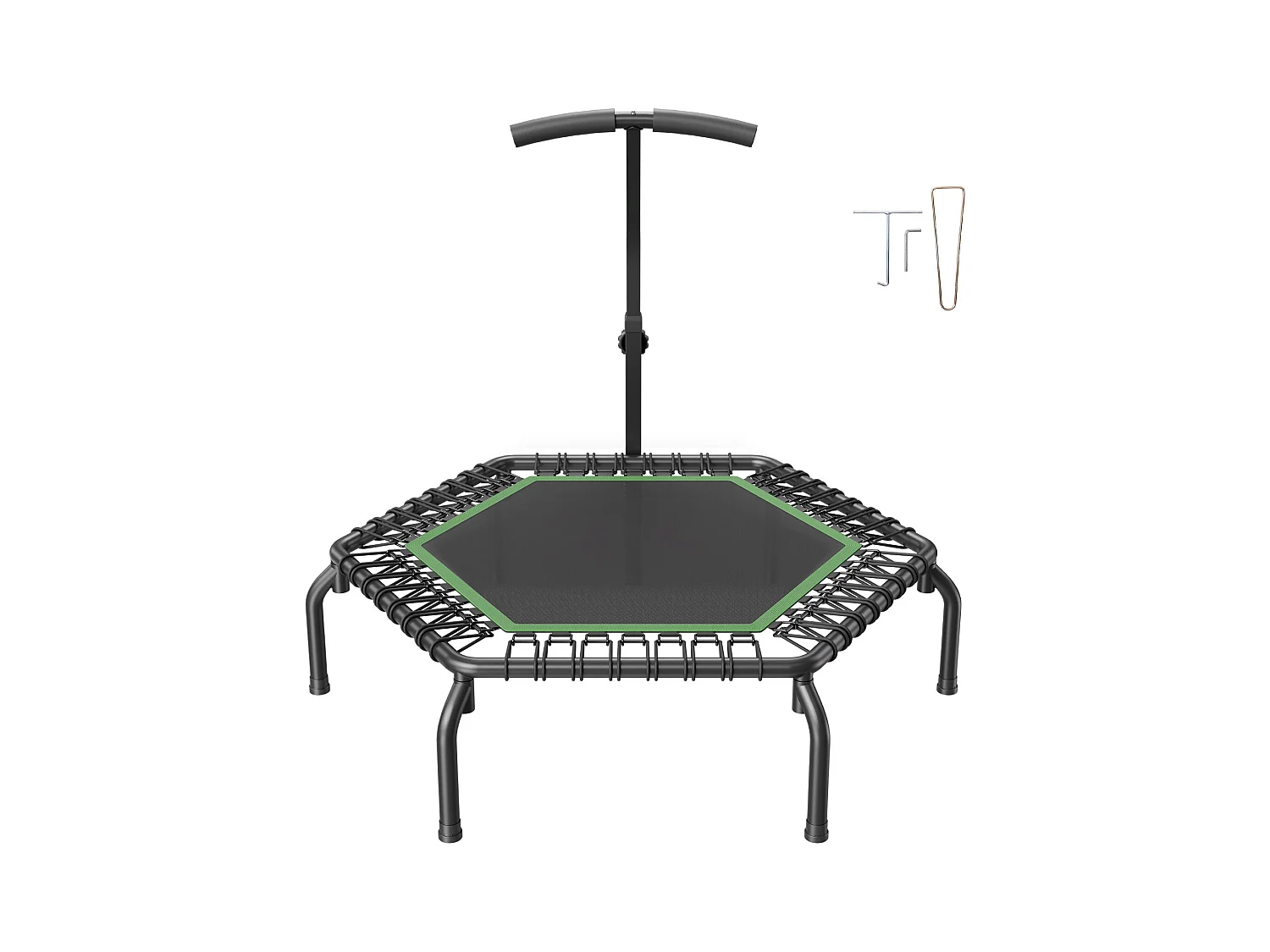 Trampolino Fitness SucceBuy, Mini Trampolino, 1385 mm, Carico 205 kg, Maniglia Regolabile