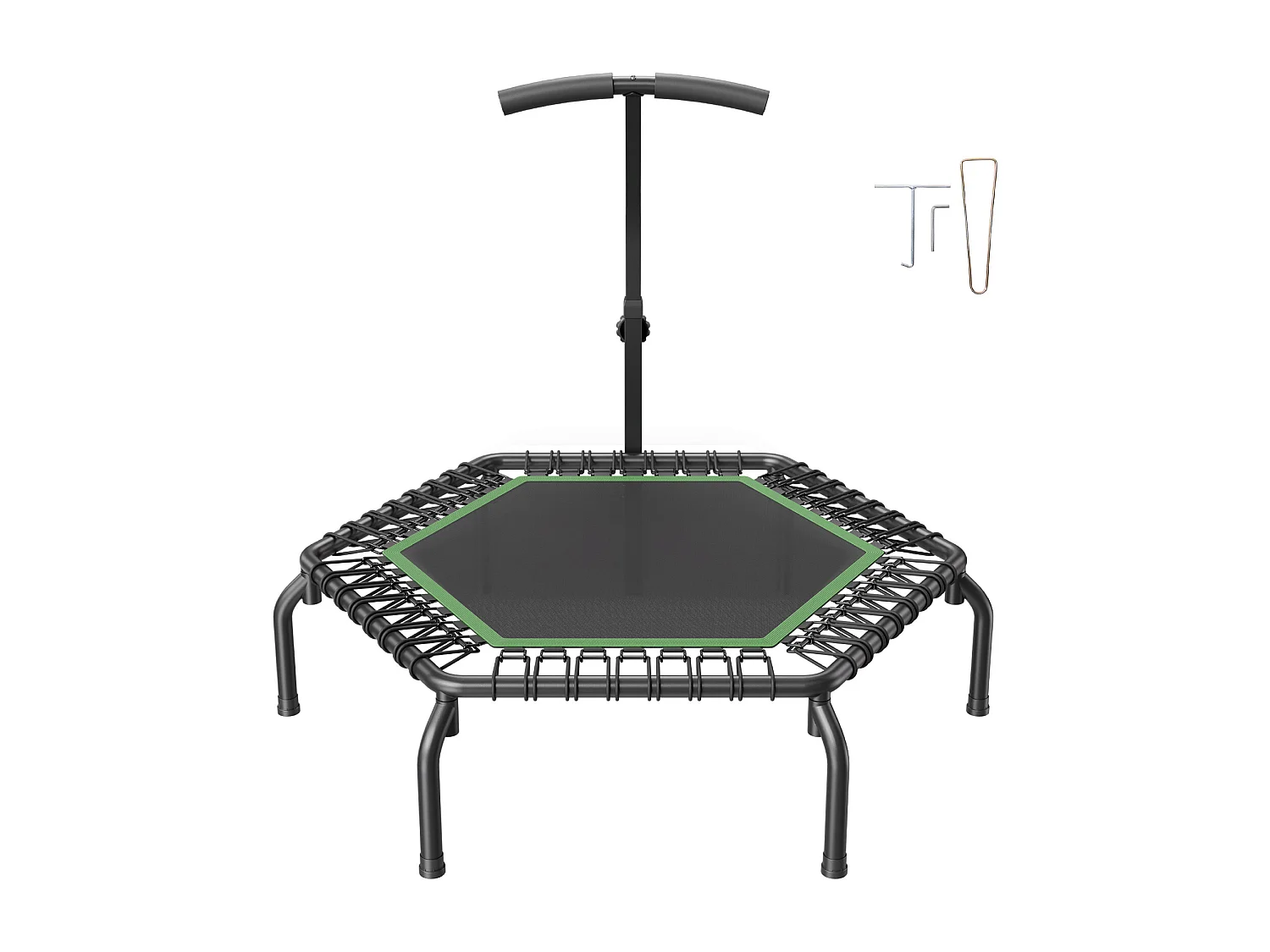 Trampoline de Fitness SucceBuy, Mini Trampoline, 1385 mm, Charge de 205 kg, Poignée RÉglable