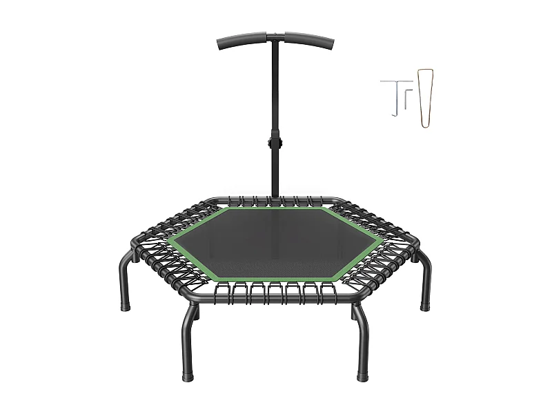 Trampoline de Fitness SucceBuy, Mini Trampoline, 1385 mm, Charge de 205 kg, Poignée RÉglable
