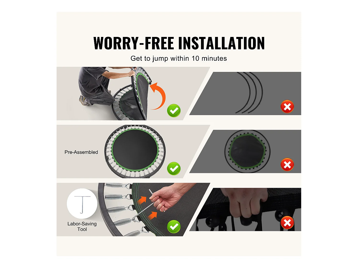 Trampolina do Fitnessu SucceBuy, 1315 mm, Ładunek 205 kg, do Ćwiczeń, Treningu, Fitnessu dla Dorosłych