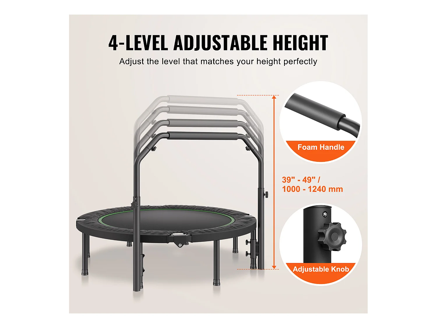 Trampolina do Fitnessu SucceBuy, 1315 mm, Ładunek 205 kg, do Ćwiczeń, Treningu, Fitnessu dla Dorosłych