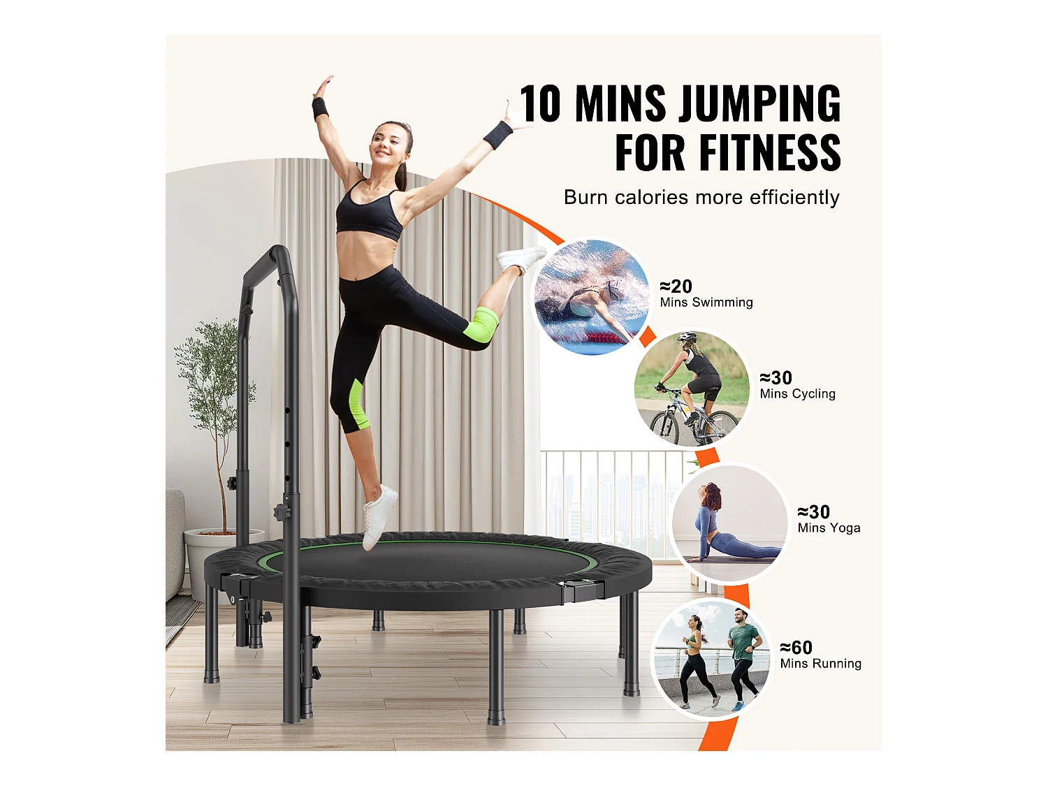 Trampoline de Fitness SucceBuy, 1315 mm, Charge de 205 kg, pour Exercice, Entraînement, Fitness pour Adultes