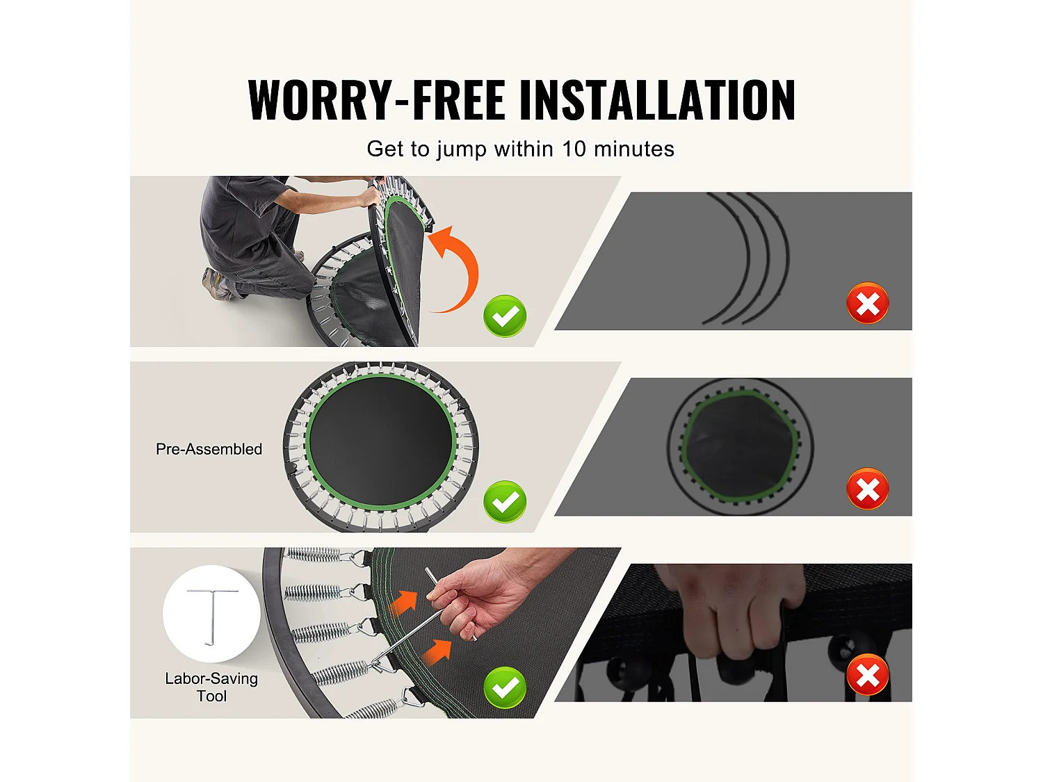 Trampolina do Fitnessu SucceBuy, 1315 mm, Ładunek 205 kg, do Ćwiczeń, Treningu, Fitnessu dla Dorosłych