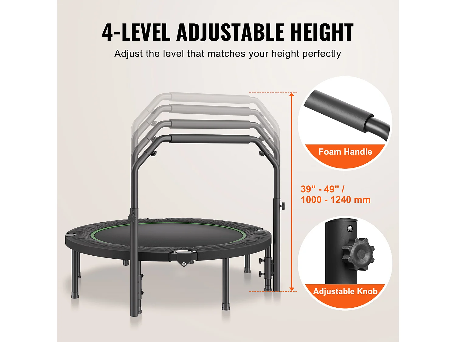 Trampolina do Fitnessu SucceBuy, 1315 mm, Ładunek 205 kg, do Ćwiczeń, Treningu, Fitnessu dla Dorosłych