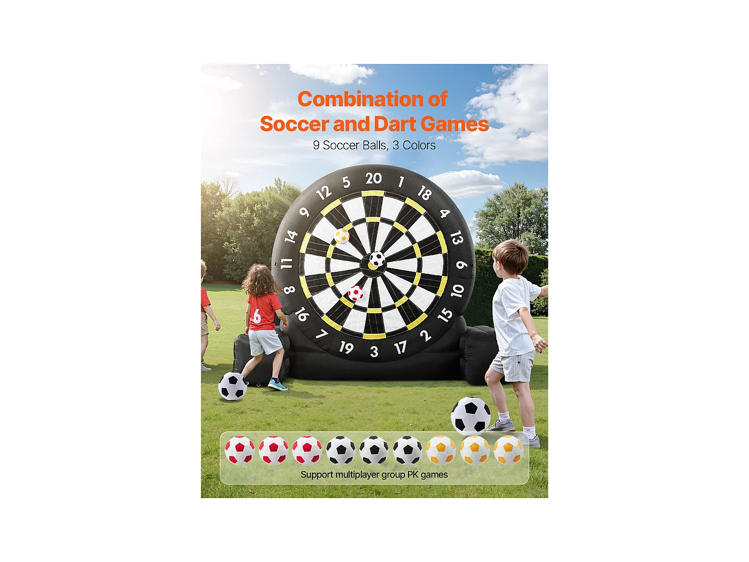 Nadmuchiwana Bramka do Piłki Nożnej SucceBuy, 2500 mm, 9 Piłek i Pompą Powietrza